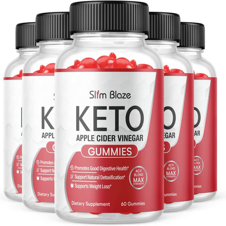 (5 Pack) Slim Blaze Keto ACV Gummies - Supplement for Weight Loss - Energy & Focus Boosting Dietary Supplements for Weight Management & Metabolism - Fat Burn - 300 Gummies