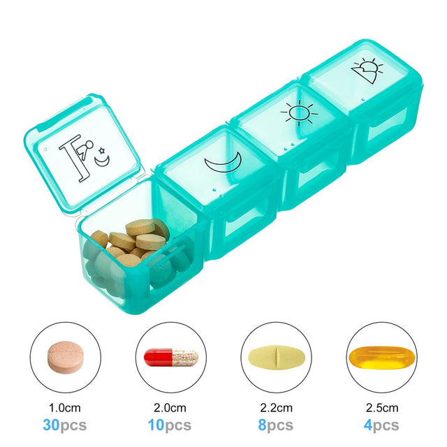 HEQUSIGNS 4 Times a Day 7 Day Pill Box, Weekly Pill Organizer, Large Compartment Travel Pill Case to Hold Medicine, Vitamin, Supplement