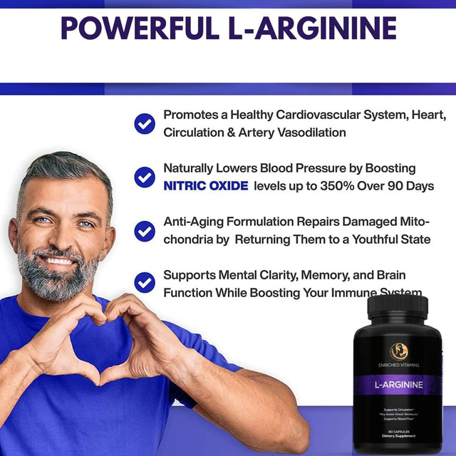 (3 Bottles) L-Arginine, Nitric Oxide Precursor*, Amino Acid, 1340MG ARGININE - 180CT