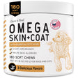 Chew + Heal Omega Skin and Coat Supplement - 180 Soft Chews - Salmon Fish Oil for Dogs and Cats