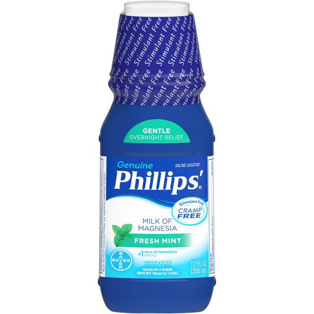 Phillips Milk of Magnesia Liquid Magnesium Laxative, Fresh Mint, 12 Oz