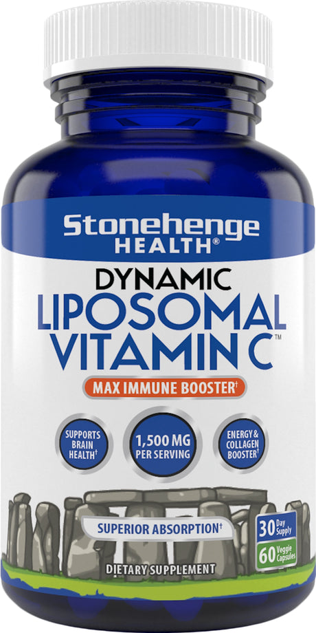 Liposomal Vitamin C 1500Mg Stonehenge Health, Non-Gmo Sunflower Lecithin, High Absorption, Fat-Soluble, Supports Immune System, Dietary Supplement, 60 Capsules