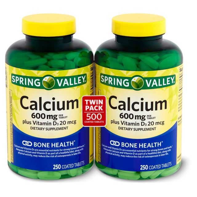 Spring Valley Calcium plus Vitamin D3 Dietary Supplement, 600 Mg, 250 Count, 2 Pack