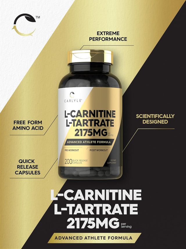 Carlyle L Carnitine 2175Mg | 200 Capsules | Advanced Athlete Formula | Workout Supplement | as L-Carnitine L-Tartrate | Non-Gmo, Gluten Free