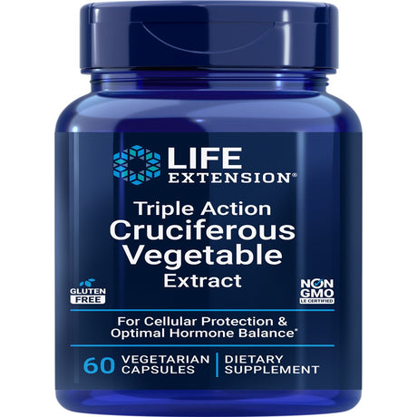 Life Extension Triple Action Cruciferous Vegetable Extract - Helps Maintain DNA Health & Already-Healthy Hormone Levels - Gluten-Free, Non-Gmo - 60 Vegetarian Capsules