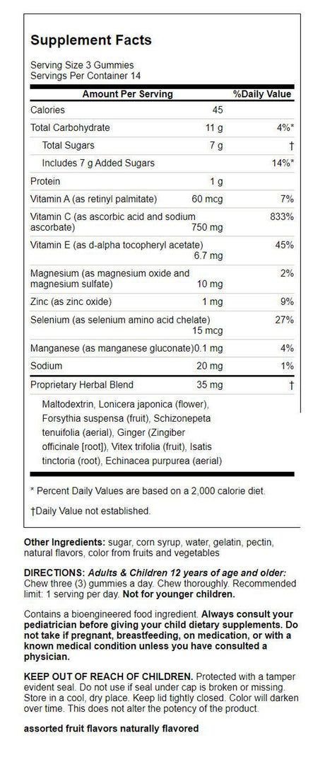 Airborne 750Mg Vitamin C Immune Support Gummies, Assorted Fruit Flavor, 42 Count