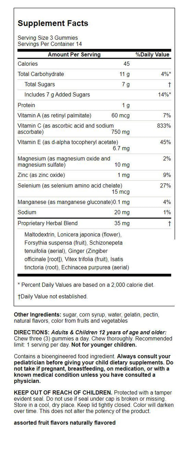 Airborne 750Mg Vitamin C Immune Support Gummies, Assorted Fruit Flavor, 42 Count