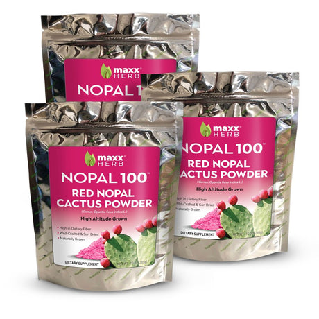 Maxx Herb Red Nopal Cactus Fruit Powder, High in Fiber, 10Oz 3 Pack