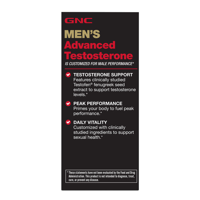 GNC Men'S Advanced Testosterone, 60 Capsules, Supports Healthy Testosterone Levels and Peak Male Performance