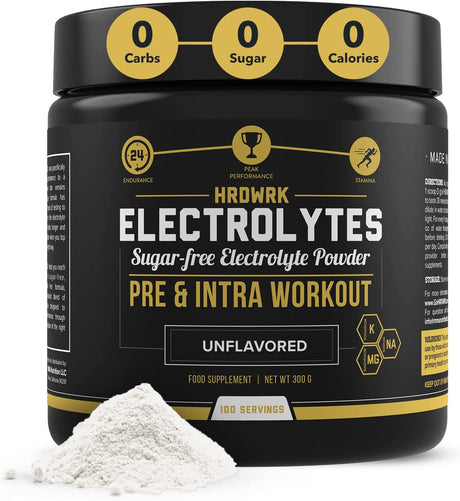 HRDWRK - Electrolytes Powder Keto Hydration Sugar Free with Magnesium, Potassium and Sodium - 100 Servings | Boost Endurance and Reduce Fatigue with This Electrolytes Supplement - Maximum Hydration