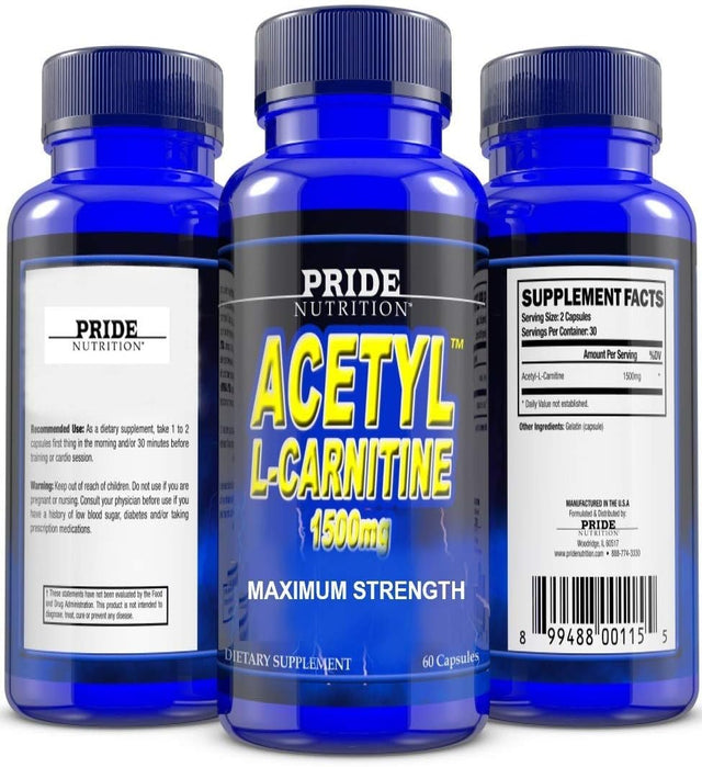 Acetyl L Carnitine 1500Mg Supplement for Energy, Body Recomposition, Mental Sharpness, Memory & Focus- Antioxidant Brain Protection- Zero Fillers- Extra Strength Premium Grade L-Carnitine 60 Capsules