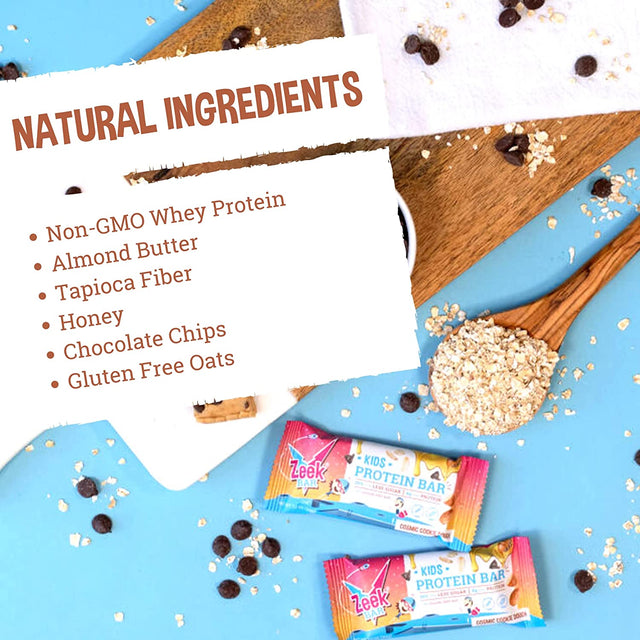 ZEEK BAR - Kids Protein Bars - 50% Less Sugar, 8G Protein - All Natural, Non-Gmo, Gluten Free - Variety, 12 Count