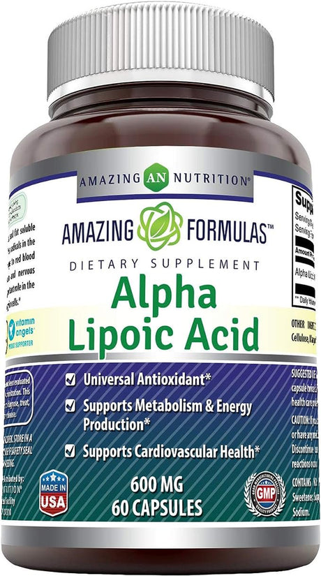 Amazing Formulas Alpha Lipoic Acid 600Mg 60 Capsules Supplement | Non-Gmo | Gluten Free | Made in USA