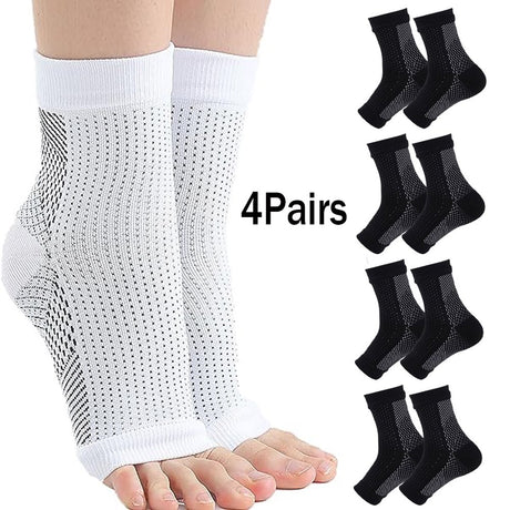 4Pair Compression Socks for Men Women Ankle Compression Support Neuropathy Soothe Socks,Black,L/Xl