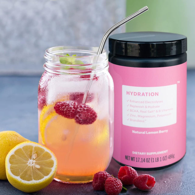 Brandless Enhanced Electrolyte Powder, Hydration Multiplier Electrolyte Drink Mix Contains Potassium Zinc & Magnesium for Hydration Sugar Free Electrolyte Powder 486 G (Lemon Berry)