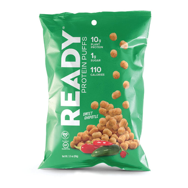 Ready Protein Puffs, 10G Plant-Based Protein, Gluten-Free, Vegan, Non-Gmo, Chipotle, 3.5 Ounce Pouch, 6-Pack