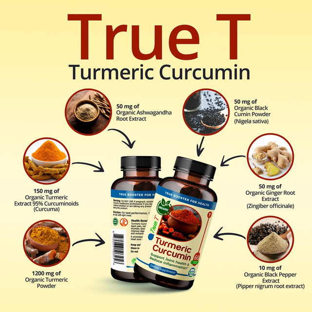 Truemed Turmeric Curcumin Support Joint Health and Reduce Inflammation 1200 Mg 60 Capsules