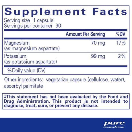 Pure Encapsulations Potassium Magnesium (Aspartate) | Supplement to Support Heart, Muscular, Bone, and Nerve Health* | 90 Capsules