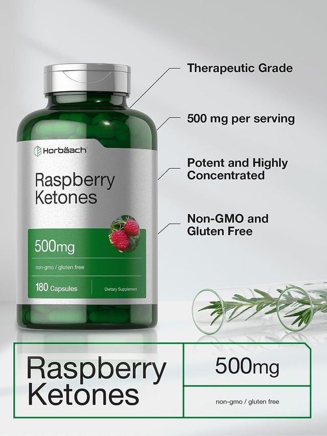 Raspberry Ketones | 500Mg | 180 Capsules | Non-Gmo & Gluten Free Pills | by Horbaach