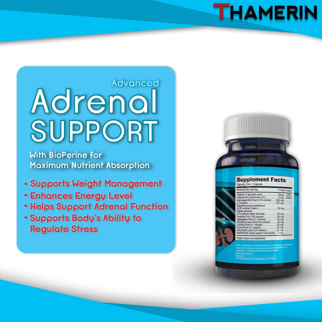 Thamerin - Adrenal Support* – Cortisol Manager Supports in Reducing Stress Level of Body Multifunctional Advanced Capsule - Relief and Fatigue Supplements