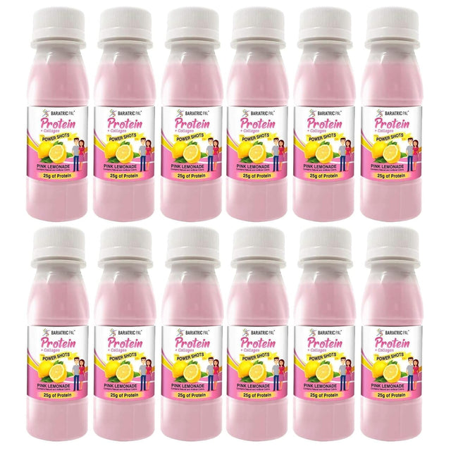 Bariatricpal Ready-To-Drink 25G Whey Protein & Collagen Power Shots - Pink Lemonade (12 Bottles)