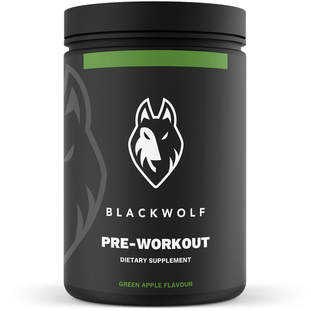 Blackwolf Green Apple Pre Workout Powder, Caffeine, L-Citrulline & Taurine, 22 Servings