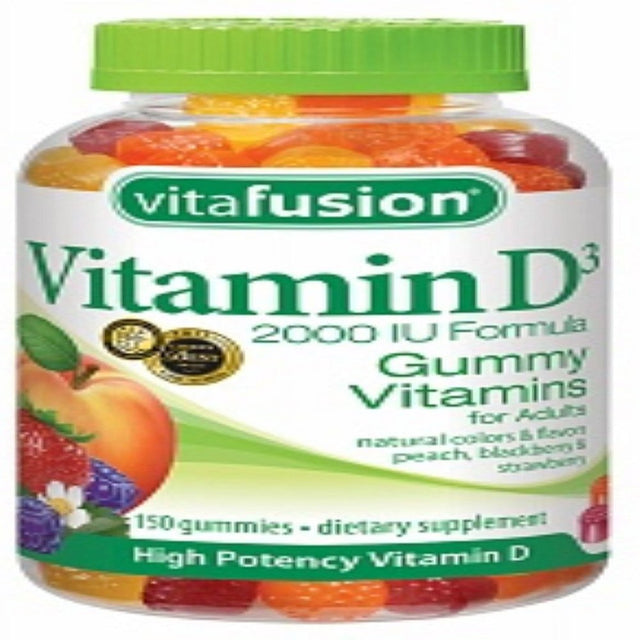 Vitafusion Vitamin D3 2000 IU Gummy Vitamins for Adults Dietary Supplement Peach, Blackberry & Strawberry Flavo (Pack of 4)