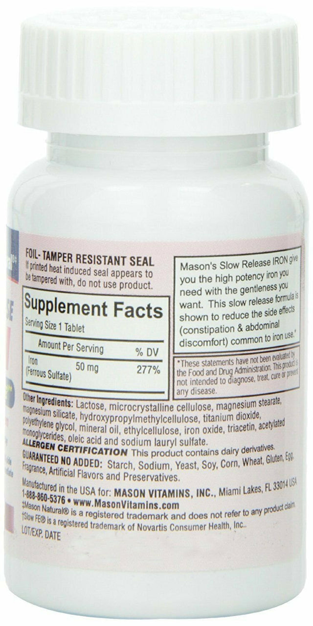 Mason Natural Slow Release Iron Tablets, 60 Ea (Pack of 2)