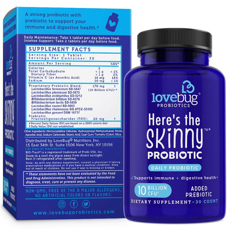 Here'S the Skinny Probiotic, 10 Billion CFU, 30 Count, Lovebug Probiotics