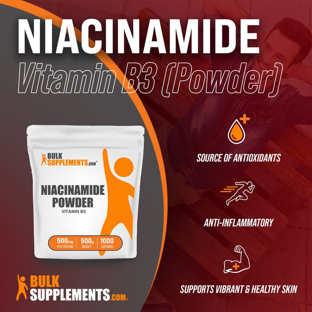 Bulksupplements.Com Niacinamide (Vitamin B3) Powder, 500Mg - Brain, Heart, & Joint Health Supplement (500G - 1000 Serv)