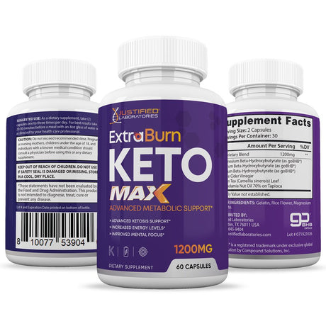 (5 Pack) Extra Burn Keto Max 1200MG Pills 300 Capsules