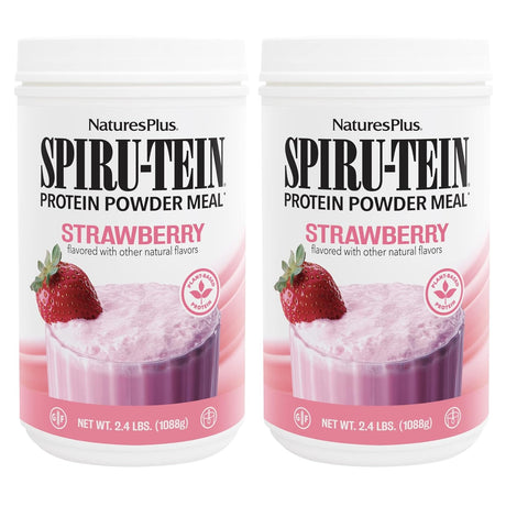 Naturesplus SPIRU-TEIN, Strawberry - 2.4 Lb, Pack of 2 - Plant-Based Protein Shake - Non-Gmo, Vegetarian, Gluten Free - 64 Total Servings