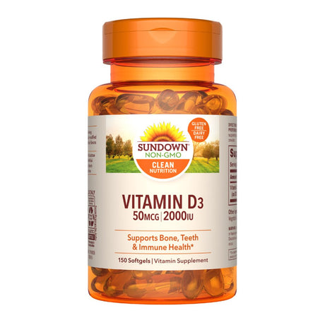 Sundown Vitamin D3 2000 IU Softgels, Supports Bone, Teeth, and Immune Health, 150 Count