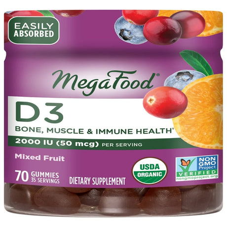 Megafood D3 Wellness Gummies Mixed Fruit 70Ct