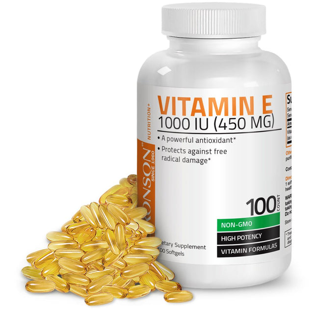 Bronson Vitamin E 1000 IU NON-GMO, 100 Softgels