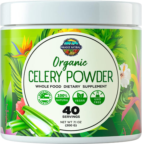 Organic Celery Juice Powder (40 Servings) Supports Gut Health, Detox Juice Cleanse, Boost Energy Levels & Immune System, Green Juice Powder, Powdered Greens, Colon & Body Detox Cleanse for Women Men