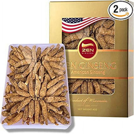 Special Deal: 2 Boxes of American Ginseng Root (4Oz/Box) Small Short round and Very Flavored Wisconsin Ginseng