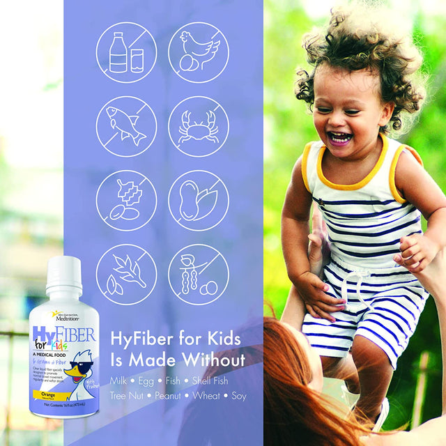 Medtrition Hyfiber Liquid Fiber for Kids in Only One Tablespoon, Supports Regularity and Softer Stools, FOS Prebiotics for Gut Health, 6 Grams of Fiber, 32 Servings per Bottle