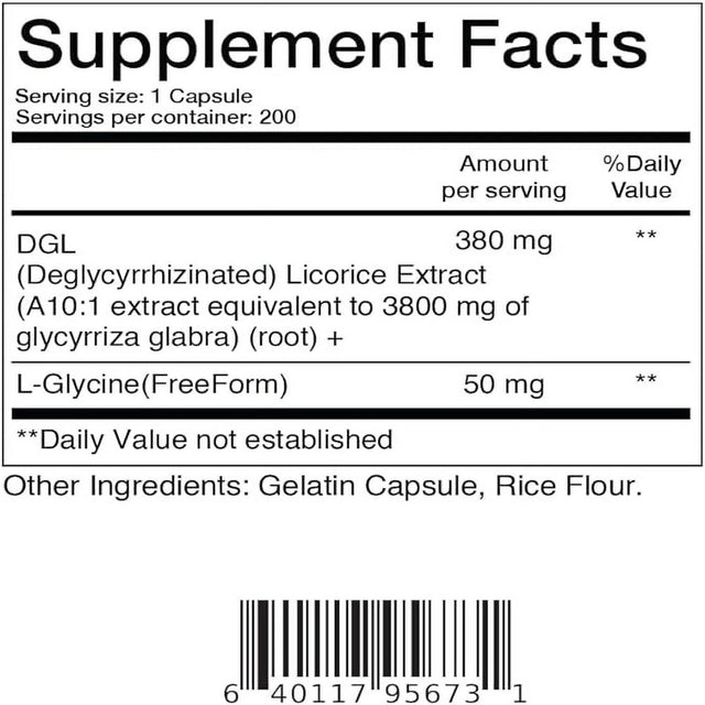 Balancebreens DGL Deglycyrrhizinated Licorice 3800 Mg Supplement - 200 Non-Gmo Capsules - Digestive Enzymes, Promote Gut Health, Acid Reflux, Digestion and Heartburn Support