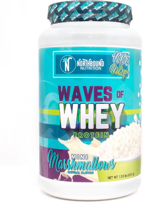 Waves of Whey Protein Powder, High Protein and Low Sugar, Natural Flavors (Mini Marshmallows)