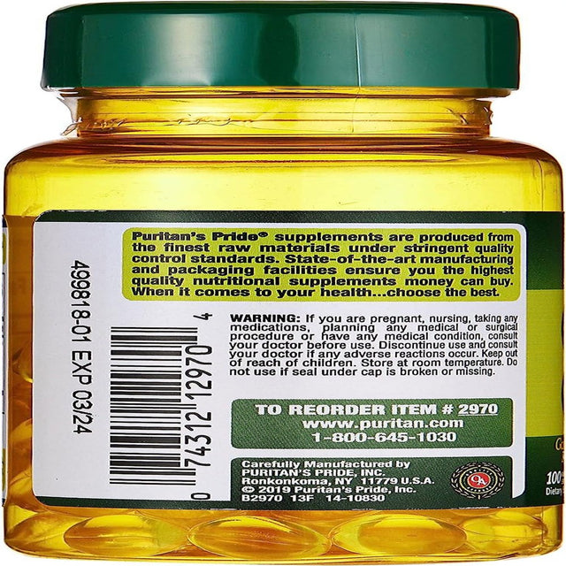 Puritan'S Pride Garlic Oil 1000 Mg 100 Softgels