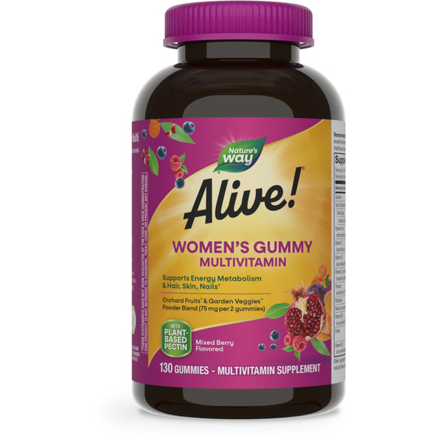 Nature'S Way Alive! Women'S Gummy Multivitamins, B-Vitamins, Mixed Berry Flavored, 130 Count