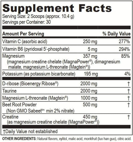 Brain Spark | Magnesium L-Threonate, Creatine, D-Ribose, Taurine, P5P, and More | Neuroenhancer Drink Mix for Mitochondrial Brain Support | 30 Servings