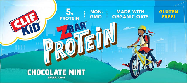 CLIF Kid Zbar Protein - Chocolate Mint - Crispy Whole Grain Snack Bars - Made with Organic Oats - Non-Gmo - 5G Protein - 1.27 Oz. (15 Pack)