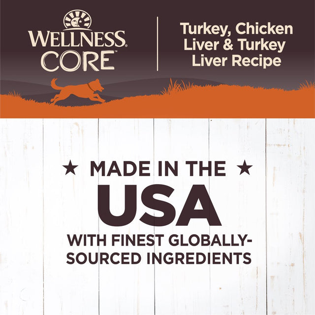 Wellness CORE Natural Wet Grain Free Canned Dog Food, Turkey & Chicken, 12.5-Ounce Can (Pack of 12)