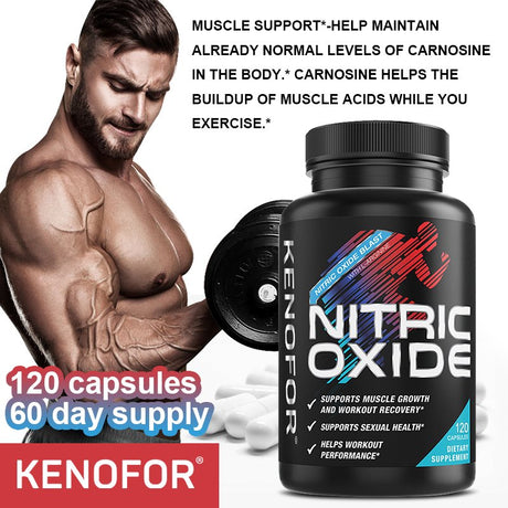 KENOFOR Ultra Strength Nitric Oxide Supplement Capsules, L-Arginine 3X Strength - Advanced Muscle Support Nitrate Booster for Increased Intensity of Strength and Energy Training