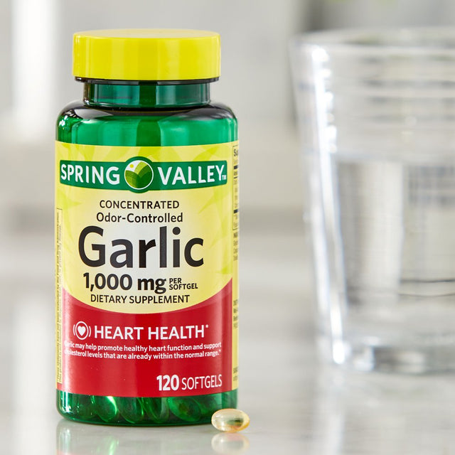 Spring Valley Odor-Controlled Garlic Softgels Dietary Supplement, 1,000 Mg, 120 Count