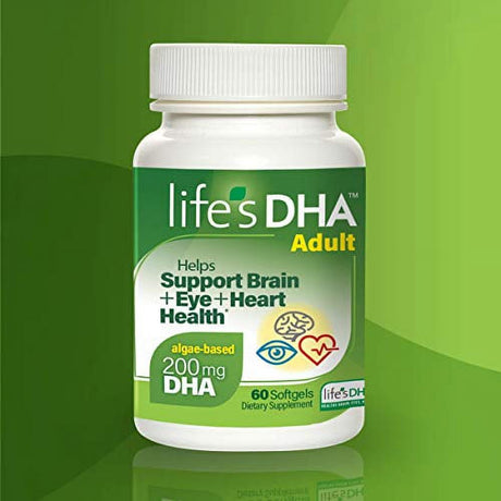 Life?S DHA All-Vegetarian DHA Dietary Supplement | Supports a Healthy Brain, Eyes & Heart* | 100% Vegetarian | from All-Natural Plant Source | 200 Mg of DHA Omega-3 | 60 Softgels