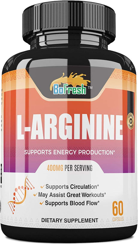 Nutrition - Energy Production L Arginine - 1200Mg Supplement for Muscle Support, Circulation and Blood Flow - L-Citrulline & Essential Amino Acids to Support Physical Endurance, 60 Capsules