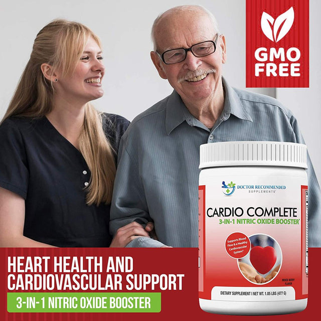 Cardio Complete - Heart Health and Cardiovascular Support Powder Supplement - 3-In-1 Nitric Oxide Booster with 5,000 L-Arginine, 1,000Mg L-Citrulline, and Hawthorn Berry